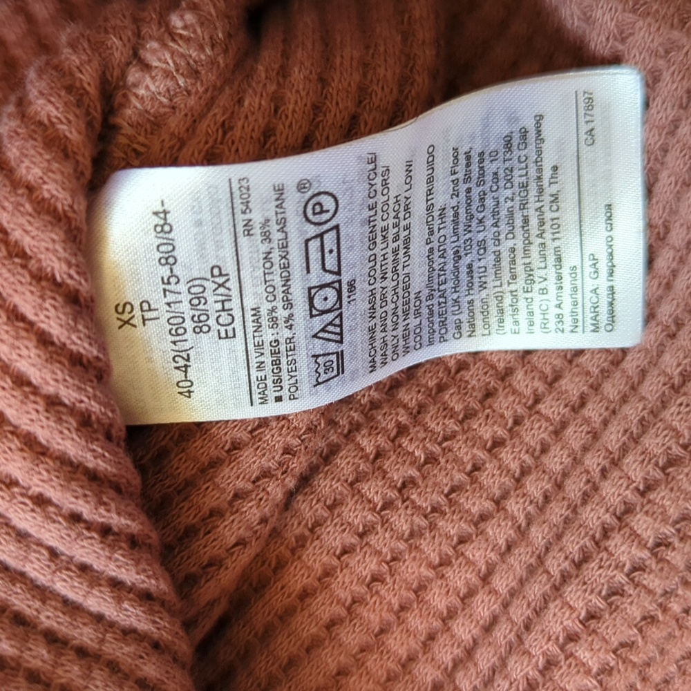 GAP mauve Turtleneck Waffle Knit Oversized Sweater XS - Picture 6 of 6
